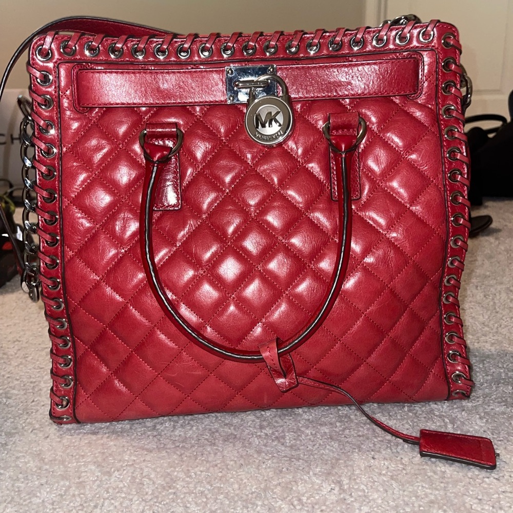 Michael Kors Hamilton Hippie Grommet Bag - Red Large